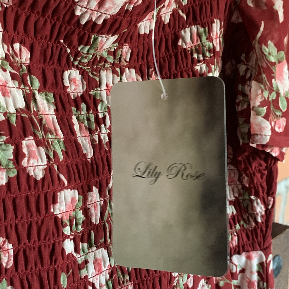 New Lily Rose dress womens size medium floral prairie milkmaid boho feminine - Picture 5 of 15